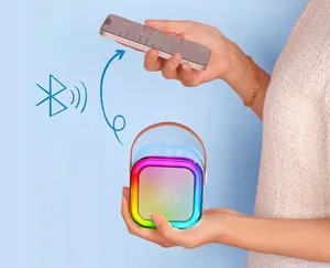 Ensemble karaoké Extralink Kids Mini avec enceinte LED, 2 micros, Bluetooth, AUX, lecteur de carte SD, RGB, bleu - Product Image 6