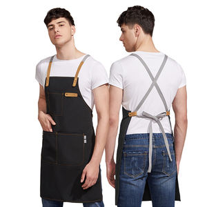 Black Color Denim Apron Chef Kitchen Apron for BBQ with Towel Loop and Multiple Pockets Apron - Product Image 1