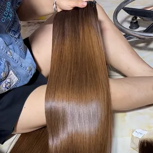 Top Vietnam rambut manusia tulang lurus Ombre warna terang bundel rambut manusia Remy Virgin jalinan manusia ekstensi rambut mentah