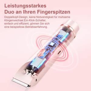 Afeitadora Eléctrica Femenina de Doble Cuchilla, Uso en Seco/Húmedo, Lavable, IPX7, Carga USB, para Cuerpo, Área Púbica, Nariz, Afeitadora Rotatoria de Repuesto - Product Image 4