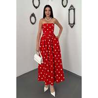 Robe plissée à pois rouges pour femme Elisa Fashion