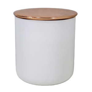 ถ้วยเทียนเคลือบผงเหล็กสีขาวพร้อมฝาปิดภาชนะใส่เทียนสำหรับขี้ผึ้งถั่วเหลืองเพื่อผลิตผู้จัดจำหน่ายเทียนอินเดีย - Product Image 2