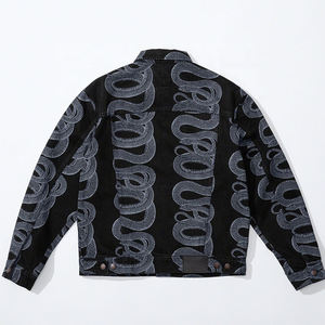 Causal Wear Custom All Over Printed <b>Quilted</b> <b>Denim</b> <b>Jacket</b> Unisex Black Stylish Outerwear Fashion Autumn Winter 2025 - Product Image 2