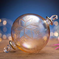 Ensemble d'ornements de Noël en verre faits à la main, 8 cm, boules dorées peintes à la main, décoration de luxe pour arbre, fabricant en gros