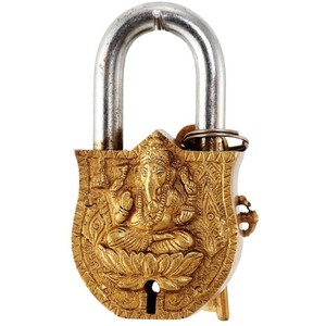 Candado de latón Ganesha de diseño antiguo Cerradura de latón de calidad premium para almacenamiento seguro - Product Image 2