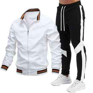 Conjunto de chándal de 2 piezas para hombre deportivo personalizado de alta calidad OEM al por mayor con estampado de soplo patrón sólido jogging gimnasio - Product Image 6