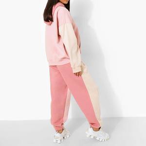 Ensemble de survêtement d'hiver imprimé respirant personnalisé femmes 100% coton lourd bloc de couleur col rond survêtement fermeture sportive - Product Image 2