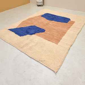 Tapis indien marron clair couleur Shaggy bloc à main motif d'impression Dhurries 100% coton matériel tapis pour la maison salon décor - Product Image 4