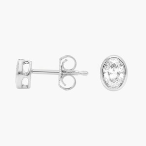 14K Solid Gold H-I SI1-SI2 Oval Lab Grown Diamond Bezel Stud <b>Earrings</b> 0.25 Ct Total Push Back Bezel Setting <b>Fine</b> Jewelry - Product Image 3
