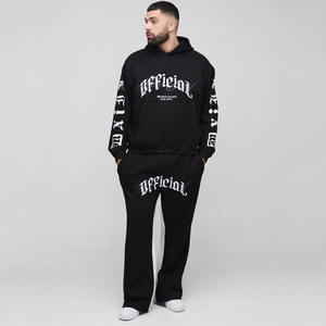 WholeSale Custom Hoodie Sweatpants Jogger Set <b>Cargo</b> <b>Pant</b> Tracksuit <b>Oversized</b> Plus Boxy Official Embroidery Hooded Relaxed Flare - Product Image 1