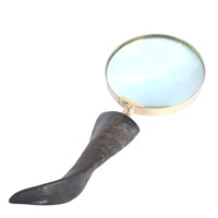 Loupe décorative de haute qualité avec poignée en véritable corne de buffle, style animalier naturel, artisanat artisanal
