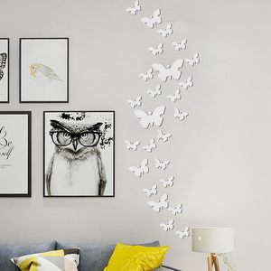 Papillon 3D Décoration Argent 3D Miroir Mur <span class=keywords><strong>Tatouage</strong></span> Papillons DIY Creux Papillon Autocollants Chambre d'Enfant Décoration de Fête - Product Image 2
