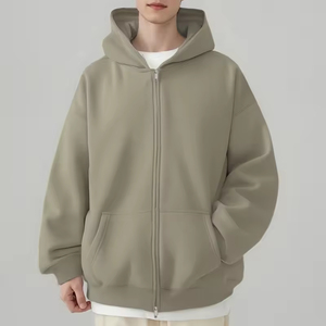 <b>Mens</b> Hoodies High Quality Custom Boxy Zip up Oversized Sweatshirt with Pocket Boxy <b>Cropped</b> Hoodie <b>Men</b> - Product Image 1