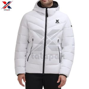 Parkas con capucha informales para hombre, chaqueta acolchada con aislamiento grueso, poliéster ecológico, cremallera de invierno, marca personalizada a cuadros - Product Image 6