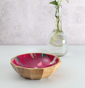 Cuenco de madera con estampado esmaltado, cuenco de plato hecho a mano con estampado de diseño personalizado, cuenco decorativo para el hogar - Product Image 1