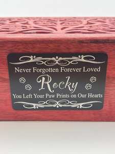 <b>Pet</b> <b>Urn</b> for Ashes Cremation Vintage Elegant Hand Carved Mango Wood Memory Box in Barn Red Color - Product Image 3