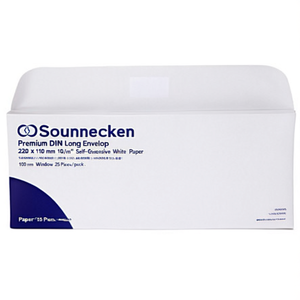 Sobres Largos Premium DIN Soennecken 220 x 110 mm, 100 g/m², Papel Blanco Autoadhesivo con Ventana de 100 mm, 25 Unidades por Paquete - Product Image 2