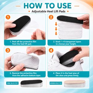 Coussinets de talon invisibles personnalisés pour augmenter la hauteur, en gel PU souple, demi-semelles pour baskets et bottes, rehausseurs de talon pour hommes et femmes - Product Image 4