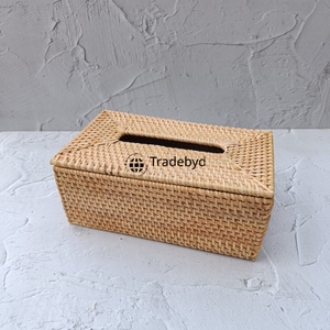 Caja de Pañuelos y Soporte de Mimbre Cuadrado de Diseño, Tejido a Mano de Primera Calidad para Decoración de Interiores Tradebyd - Product Image 1