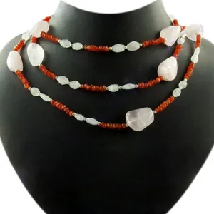 สร้อยคอลูกปัดหินธรรมชาติ ปะการัง พลอยสีขาว สไตล์โบฮีเมียน สำหรับทุกเพศ ใส่ได้ทุกวัน - Product Image 1