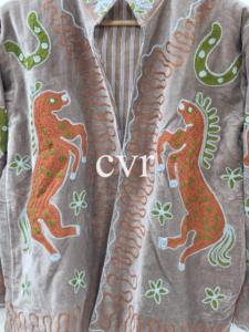 Abrigo de terciopelo bordado a mano con cuello mandarín, manga larga, estampado animal, talla grande, ropa de abrigo de invierno para mujer - Product Image 4