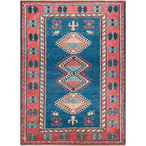 Tapis en laine noués à la main Nuray, géométriques, 9x12, rectangulaires abstraits pour la maison, pour le salon ou la chambre - Pae-1225 en rouge et orange - Product Image 1