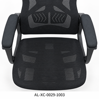 Chaise de bureau moderne noire à cadre creux en maille avec appui-tête et assise en maille ouverte pour bureaux de direction et espaces de travail à domicile