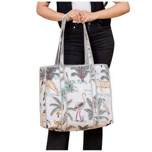 Floral Design Cotton Shoulder Tote <b>Bag</b> White Color with Embroidery Decoration Open Closure for Shopping and Travel <b>Boho</b> Style - Product Image 1