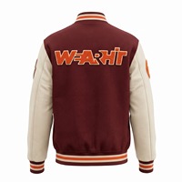 Blouson universitaire unisexe personnalisé avec patchs en chenille, corps en laine, manches en cuir, couleur acajou, style Letterman, streetwear, OEM, coupe décontractée, épais