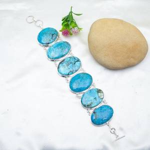Turquoise <b>Bracelet</b> 925 Sterling Silver Handmade Gemstone <b>Bracelet</b> Jewelry Gift <b>For</b> Her Wedding Anniversary <b>Women</b> - Product Image 5
