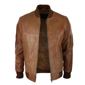 Chaqueta de Cuero para Hombre de Alta Calidad al por Mayor, Estilo Bomber, con Cuello Alto, Logotipo Frontal, Transpirable, 100% Cuero, para Venta en Línea - Product Image 5