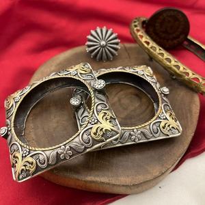 Stylish Oxidized Silver Square <b>Bangles</b> <b>Set</b> Design for Women for Wedding Party Ethnic Traditional and Reception Collection - Product Image 1