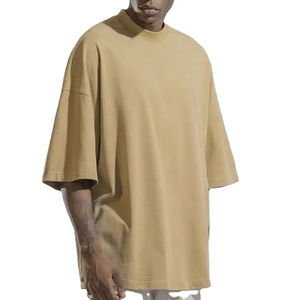 T-shirt oversize unisexe en coton épais haut d'été streetwear vintage décontracté pour hommes-vente en gros haut blanc long tricoté décontracté pour l'été - Product Image 4