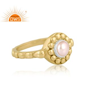 Dernière conception faite à la main 18K plaqué or naturel perle déclaration bague Demi bijoux fins pour les femmes cadeau pour elle - Product Image 2