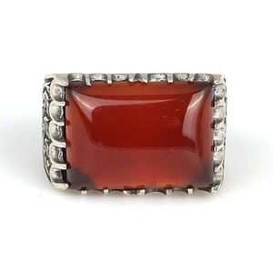 Anillo de Plata de Ley con Baño de Rodio para Hombre, con Piedra de Ágata Rectangular, para Uso Diario - Product Image 3