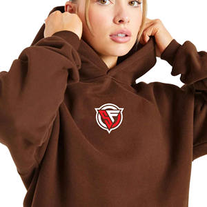 Women Custom Winter Front Logo Plush Hooded <b>Printed</b> Long Sleeved Oversized Hoodies 100% Cotton Fleece Streetwear - Product Image 2