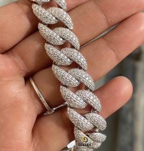 Pulsera de eslabones cubanos de plata de ley 925 con moissanita de corte redondo, color VVs, estilo hip hop, ideal para regalo o fiesta. - Product Image 2