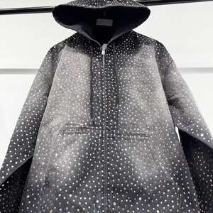 เสื้อฮู้ดดี้ผู้ชายสไตล์สตรีทแวร์  ผ้าฝ้าย 100% คุณภาพสูง  ตกแต่งด้วยคริสตัล  ทรงโอเวอร์ไซส์  สำหรับฤดูหนาว  รับผลิตแบบ OEM ปรับแต่งได้ - Product Image 3