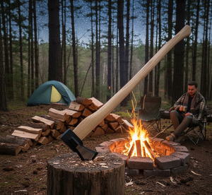 Hache authentique en acier à haute teneur en carbone de qualité industrielle avec manche en bois de style viking nordique pour le camping et l'usage domestique - Product Image 2