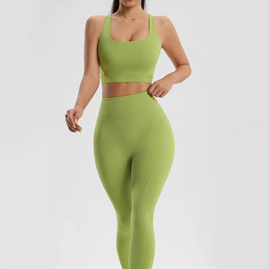 2024 New Yoga Set 2PCS Women Gym Long Sleeve Seamless Sportswear Workout Clothes High Waist Sports Leggings <b>Bra</b> Women - Product Image 3