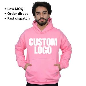 Sweats à capuche surdimensionnés en coton rose pastel avec logo personnalisé 400 gsm quantité minimale de commande bas prix compétitif RTS prêt à expédier sérigraphie broderie - Product Image 1