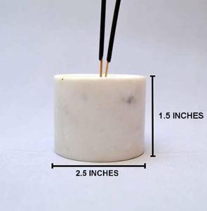 Handcrafted white marble <b>incense</b> <b>stick</b> <b>holder</b> round cylinder aroma diffuser stand minimalist stone agarbatti <b>holder</b> for home - Product Image 1