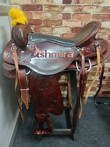 เบาะหนังอานม้าแบบตะวันตกที่มีคุณภาพสูงเบาะนั่งแบบสบายพร้อมพนักพิงศีรษะและบังเหียนแบบเข้าคู่กัน - Product Image 2