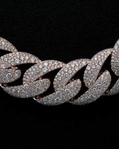 Collier chaîne cubaine plaqué or rose rhodié de luxe, bijoux hip-hop, style glacé, aspect moissanite, cadeau de fête orthodoxe - Product Image 6