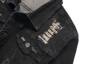<b>Men</b> High Street Denim <b>Jacket</b> and Casual Streetwear Fashion <b>Long</b> Sleeve Distressed with Front Logo and Pockets Denim <b>Jackets</b> - Product Image 4