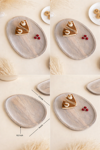 Plat de service en bois de manguier écologique, motif floral, peint à la main, passe au lave-vaisselle, personnalisable pour les cadeaux - 13 pouces x 10 pouces x 0,6 pouces - Product Image 3