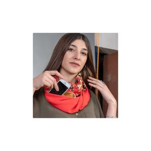 <b>Red</b> Printed Zippered Pocket Women's <b>Scarf</b> - Product Image 2