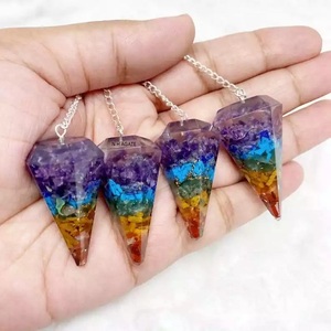 Péndulo de orgón facetado de siete Chakras de la mejor calidad con protección EMF Artesanía de piedra semipreciosa N H AGATE Venta en línea - Product Image 5