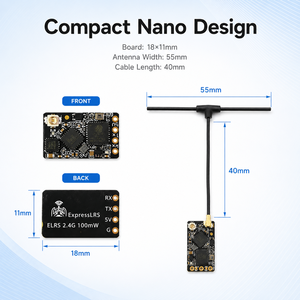 Récepteur Nano ELRS 2.4G pour Drone FPV, Récepteur de Contrôle RC 100mW 18x11mm avec Antenne T pour Quadricoptère - Product Image 3
