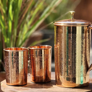 Jarra de cobre OEM, juego de jarras de cobre personalizadas, juego de jarras de cobre de marca privada, jarra de cobre para beber agua, jarra de cobre saludable - Product Image 1